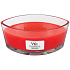 Woodwick Crimson Berries - Jarabiny s korením vonná sviečka s dreveným širokým knôtom a viečkom sklo loď 453 g