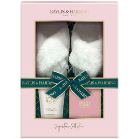 Baylis & Harding Jojoba, Vanilka & Mandľový olej soľ do kúpeľa 100 g + mlieko na nohy 140 ml + papuče, kozmetická sada pre ženy