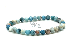 Larimar náramok elastický prírodný kameň, guľôčka 6 mm / 16 - 17 cm, kameň bájnej Atlantídy