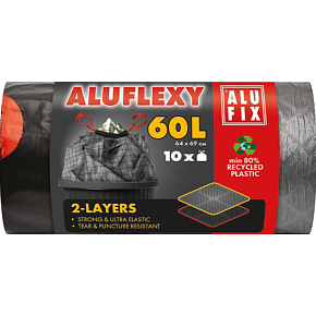 Alufix vrecia na odpad, zatahovacie, 33µ, 64 x 69 cm, 60 l, 10 ks