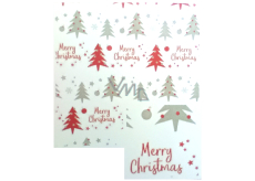 Nekupto Dárkový balicí papír vánoční 70 x 200 cm Classic bílý červený nápis Merry Christmas