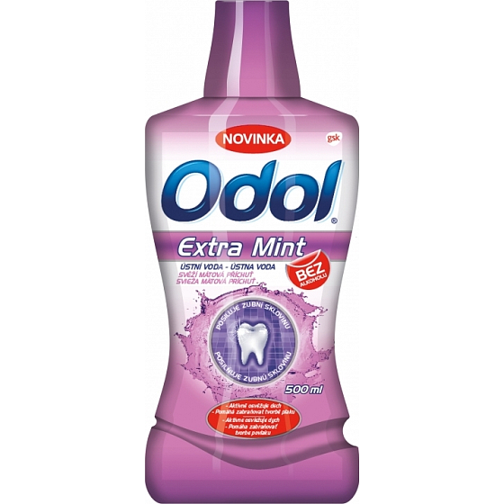 Odol Extra Mint ústna voda bez alkoholu 500 ml