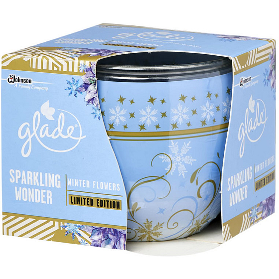 Glade by Brise Sparkling Wonder Winter Flowers vonná sviečka v skle, doba horenia až 30 hodín 120 g