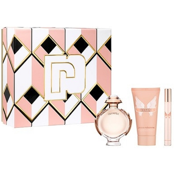 Paco Rabanne Olympea parfumovaná voda 50 ml + telové mlieko 75 ml + parfumovaná voda 10 ml miniatúra, darčeková sada pre ženy