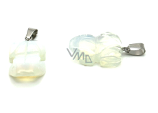 Opalit Žaba pre šťastie prívesok syntetický kameň cca 20 x 15 mm, kameň želaní a nádeje
