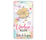 Nekupto Vreckové objatie Štvorlístok Všetko najlepšie, šťastie do vrecka 6 x 12 cm