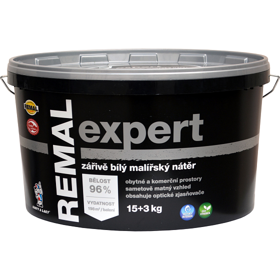 REMAL Expert žiarivo biela maliarska farba na stenu, 15+3 kg