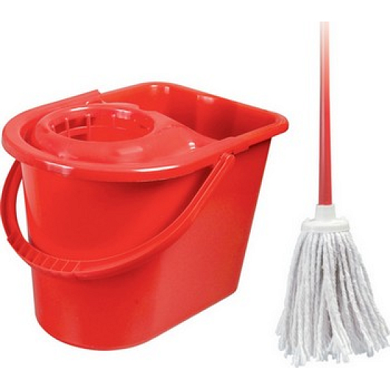 Spokar Upratovacia súprava Cotton oválna, vedro 14 l, žmýkač, palicu, bavlnený mop 100 g