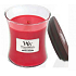 Woodwick Radish and Rhubarb - Reďkev a Rebarbora vonná sviečka s dreveným knôtom a viečkom sklo malá 85 g