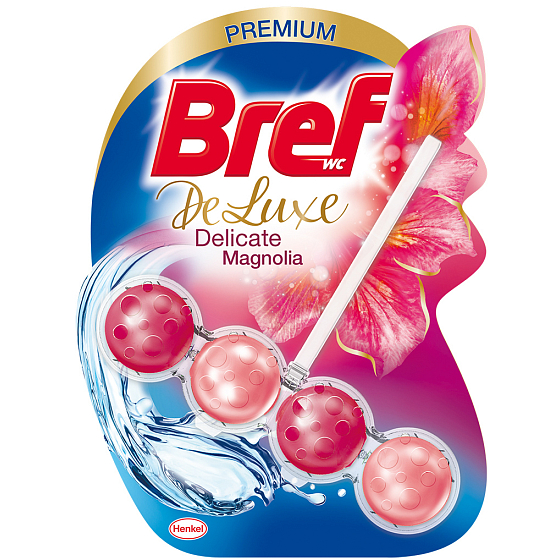 Bref De Luxe Delicate Magnolia pevný WC blok na hygienickú čistotu a sviežosť Vašej toalety 50 g