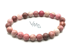 Rodonitový náramok elastický prírodný kameň, korálik 8 mm / 16-17 cm, kvalita AA, odpustenie kameňa
