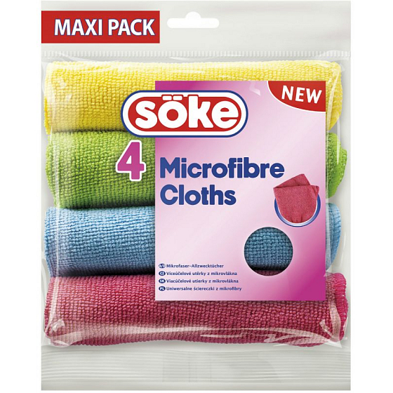 Söke Microfibre Cloths viacúčelová utierka z mikrovlákna 30 x 30 cm 4 kusy