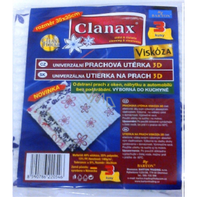 Clanax Univerzálna prachová utierka 3D viskóza netkaná Vzor kvety 35 x 35 cm 3 kusy