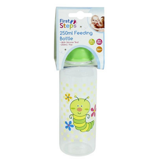 First Step Lúka dojčenská fľaša 0+ Húsenica zelená 250 ml