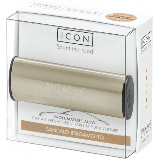 Millefiori Milano Icon Sandalo Bergamotto - Santalové drevo a Bergamot vône do auta Metallo bronzová lesk vonia až 2 mesiace 47 g