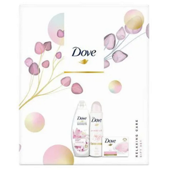 Dove Nourishing Secrets Rozzařijící Rituál Lotosový kvet a ryžová voda sprchový gél 250 ml + antiperspirant dezodorant sprej 150 ml + toaletné mydlo 100 g, kozmetická sada