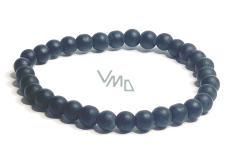 Achát čierny matný náramok elastický prírodný kameň, guľa 6 mm / 16 - 17 cm, dodáva odvahu a silu