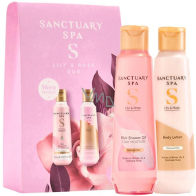 Sanctuary Spa Lilie & Růže sprchový gel 150 ml + tělové mléko 150 ml, kosmetická sada pro ženy