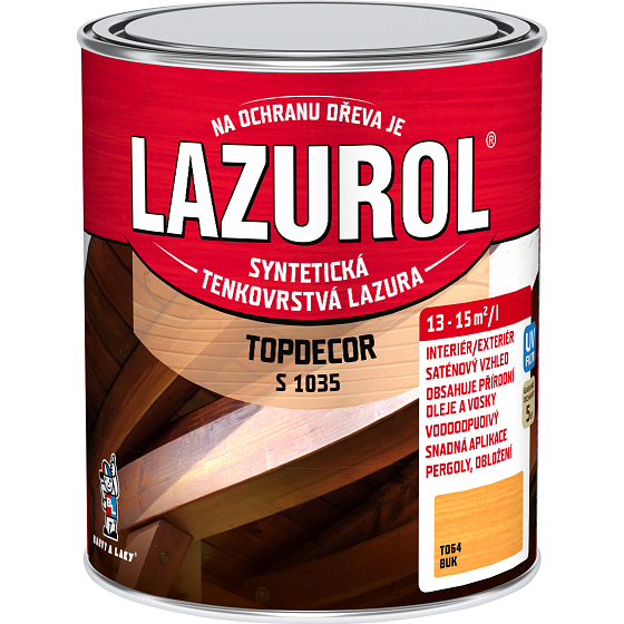 Lazurol Topdecor S1035 tenkovrstvá lazúra na drevo T064 buk, 750 ml