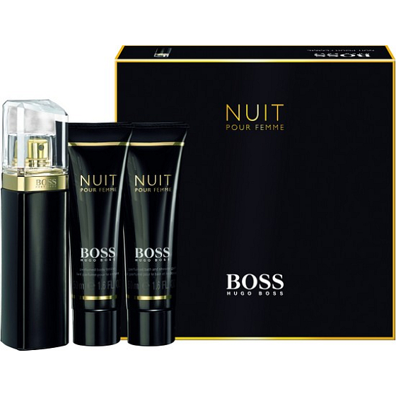 Hugo Boss Nuit pour Femme toaletná voda pre ženy 50 ml + telové mlieko 50 ml + sprchový gél 50 ml, darčeková sada