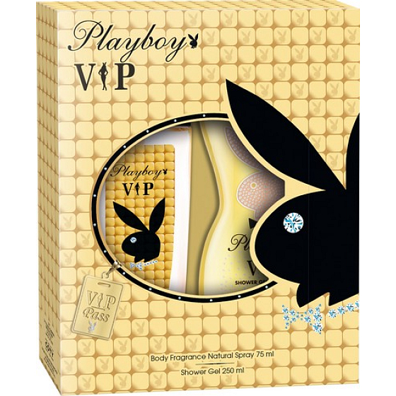 Playboy Vip for Her parfumovaný dezodorant sklo pre ženy 75 ml + sprchový gél 250 ml, kozmetická sada