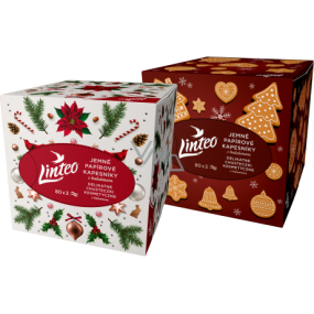 Linteo Papierové vreckovky s balzamom 2 vrstvové 80 kusov Kocka hnedo-biela biele