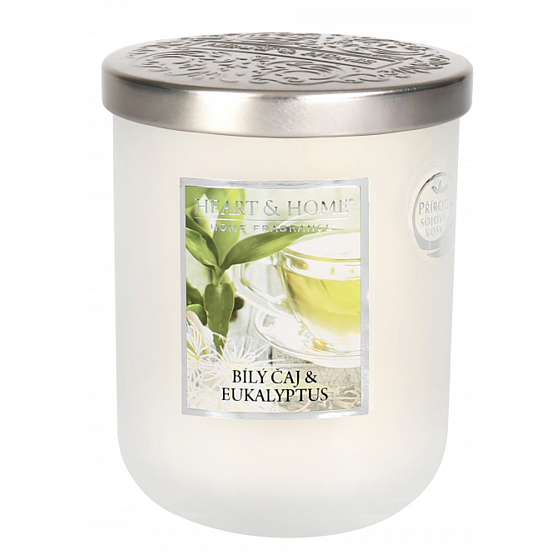 Heart & Home Biely čaj & Eukalyptus Sójová vonná sviečka veľká horí až 70 hodín 310 g