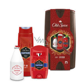 Old Spice Captain Wooden Barrel dezodorant stick 50 ml + 2v1 sprchový gél na telo a vlasy 250 ml + voda po holení 100 ml + barel, kozmetická sada pre mužov