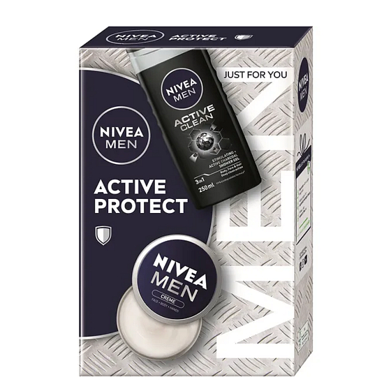 Nivea Men Active Protect zvlhčujúci krém 75 ml + Nivea Active Clean sprchový gel 250 ml, kozmetická sada pre mužov