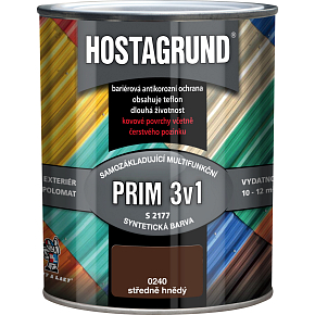 Hostagrund Prim 3v1 S2177 základná i vrchná farba na kov, 0240 hnedá stredná, 600 ml