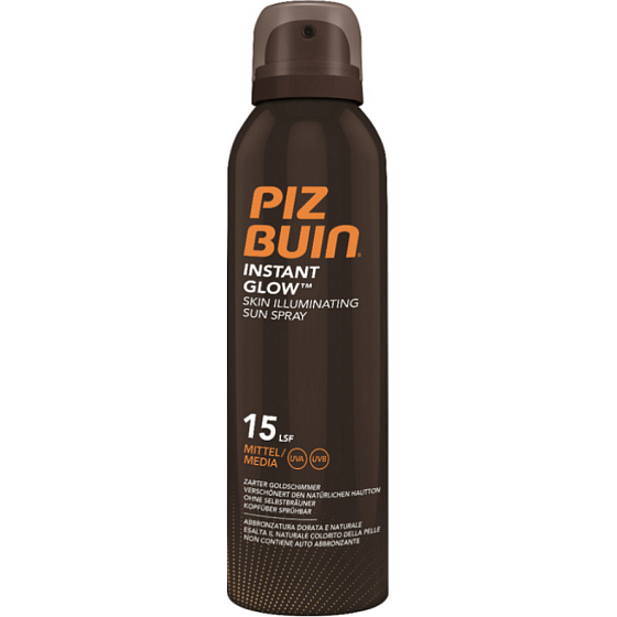 Piz Buin Instant Glow SPF15 rozjasňujúci sprej na opaľovanie s okamžitým žiarivým efektom 150 ml