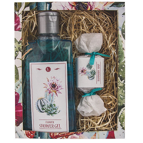 Bohemia Gifts Cactus olivový a hroznový olej sprchový gél 200 ml + ručne vyrábané mydlo 30 g kozmetická kazeta