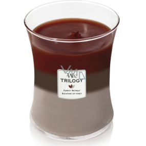 WoodWick Trilogy Forest Retreat - Únik do lesa vonná sviečka s dreveným knôtom a viečkom sklo stredné 275 g