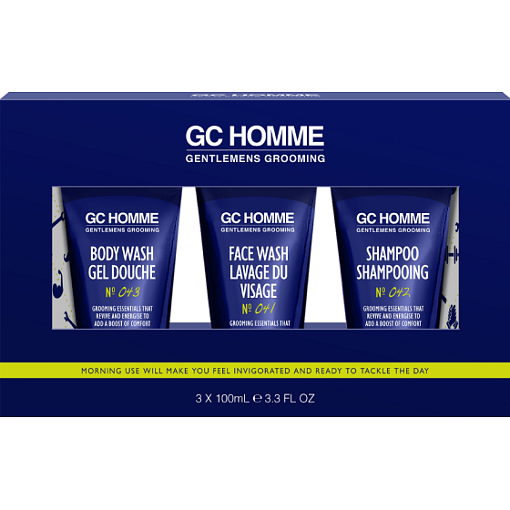 Grace Cole GC Sport umývací gél 100 ml + čistiaci gél na pleť 100 ml + šampón 100 ml, kozmetická sada pre mužov