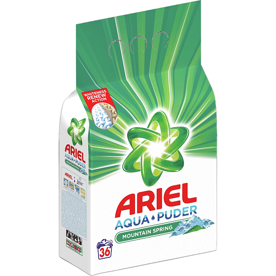 Prací prášok Ariel Aquapuder Mountain Spring pre čistú a voňavú bielizeň bez škvŕn 36 dávok 2,34 kg
