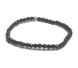 Zlatý kameň modrý Avanturín fazetový náramok elastický, guľôčka 4 mm / 16-17 cm, ambícia kameňa