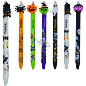 Colorino Pogumované pero Halloween biely netopier, modrá náplň 0,5 mm