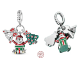 Charm Striebro 925 Vianočné 3v1 Zvončeky, Santa, stromček, prívesok na náramok Vianoce