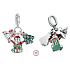 Charm Striebro 925 Vianočné 3v1 Zvončeky, Santa, stromček, prívesok na náramok Vianoce