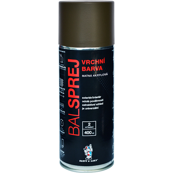 BALSPREJ vrchná univerzálna akrylová farba v spreji, RAL 6014 olivová zelenožltá mat, 400 ml