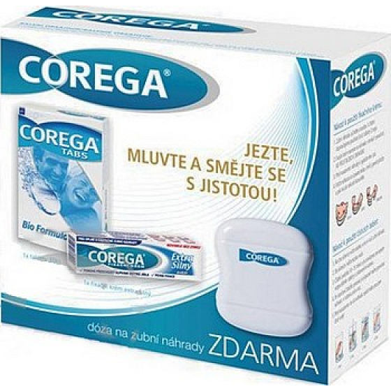 Corega Tabs Bio Formula 30 kusov + Corega fixačný krém extra silný 40 g, kozmetická sada