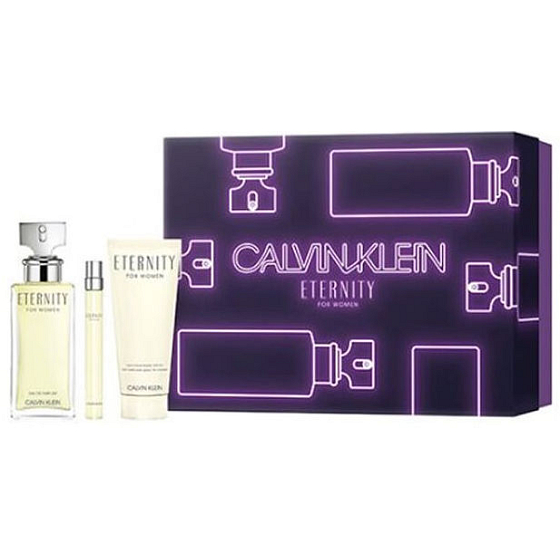 Calvin Klein Eternity toaletná voda pre ženy 100 ml + toaletná voda 10 ml + telové mlieko 100 ml, darčeková sada