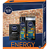 Nivea Men Energy Deep voda po holení 100 ml + Deep Energy sprchový gél 250 ml + Deep Energy antiperspirant sprej 150 ml, kozmetická sada pre mužov