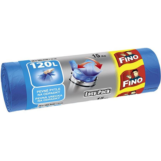 Fino Easy Pack Vrecia na odpad modrej, 25 mikrometrov, 120 litrov, 70 x 102,5 cm, 15 kusov