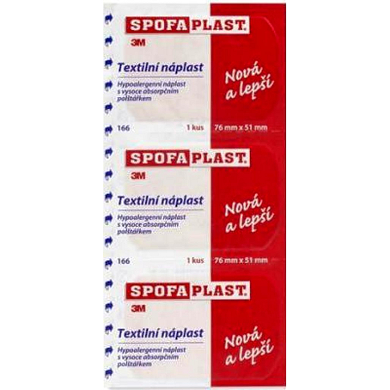 3M Spofaplast 166 textilná náplasť 76 mm x 51 mm 3 kusy