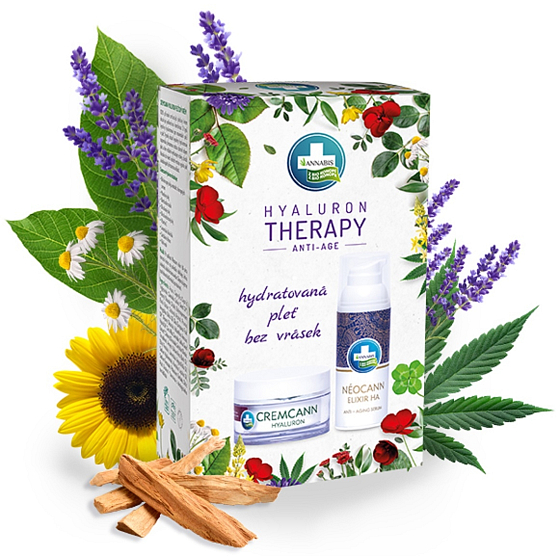 Annabis Hyaluron Therapy Cremcann Hyaluron prírodný hydratačný krém 50 ml + Néocann Elixir HA liftingové sérum 50 ml, kozmetická sada pre ženy