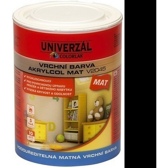 Colorlak Akrylcol Mat V2045 vodouriediteľná matná vrchná farba Černá 0,6 l