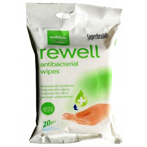 Well Done Rewell Antibakteriálne vlhčené obrúsky 20 kusov