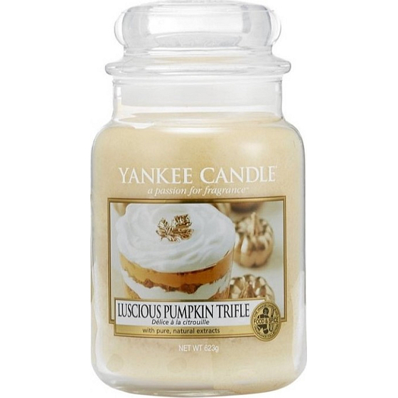 Yankee Candle Luscious Pumpkin Trifle - Lahodná tekvicové pochúťka vonná sviečka Classic veľká sklo 623 g