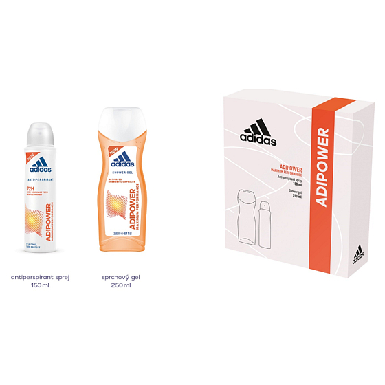 Adidas Adipower antiperspirant dezodorant sprej pre ženy 150 ml + sprchový gél 250 ml, kozmetická sada